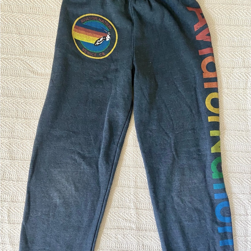 Aviator Nation Kids Joggers with Rainbow Logo - Dark Gray